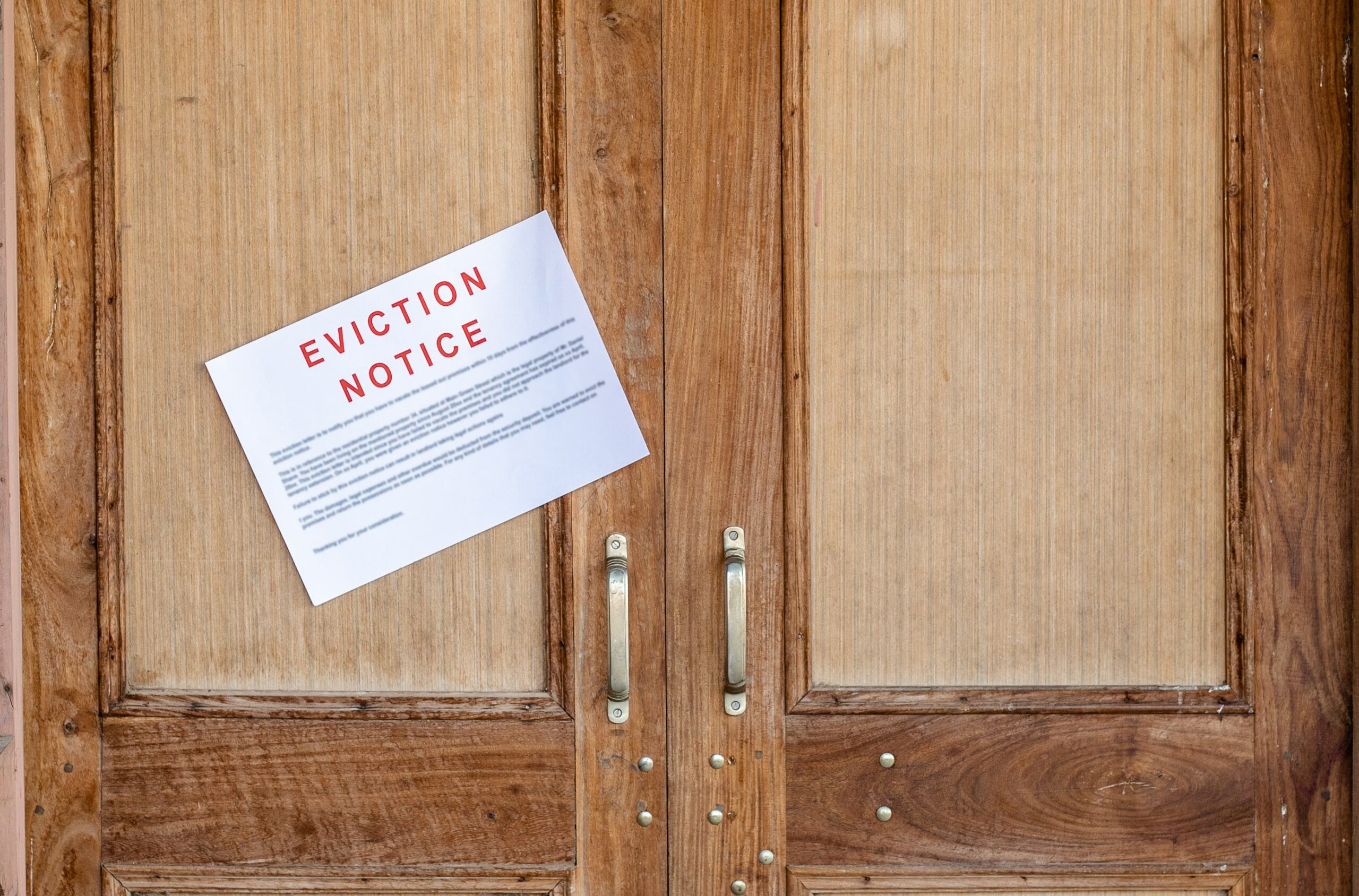 eviction notice stuck on front door