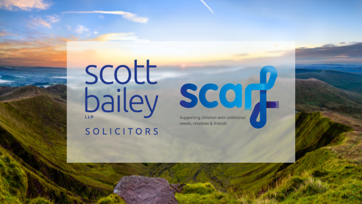 Pen y Fan with Scott Bailey LLP and Scarf logos in foreground