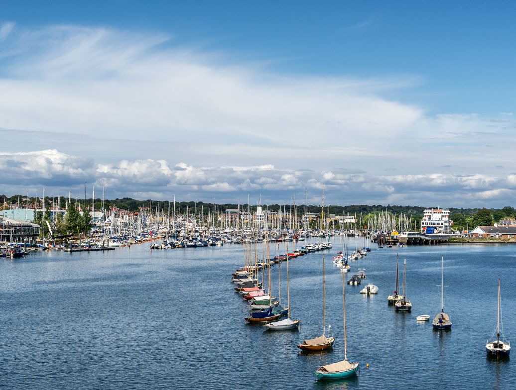 Marine businesses and yachts in Lymington Marina