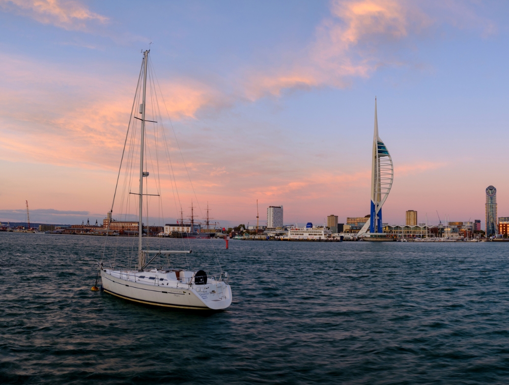 A yacht in the Solent off the South Coast
