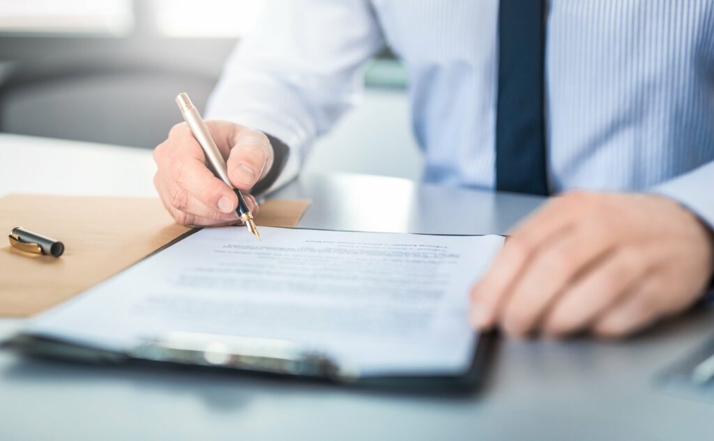 Solicitor completing estate administration paperwork