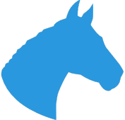 A light blue horse head icon