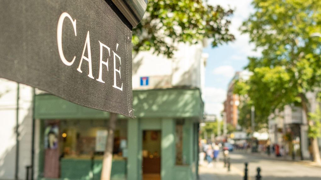 A cafe on an English high street